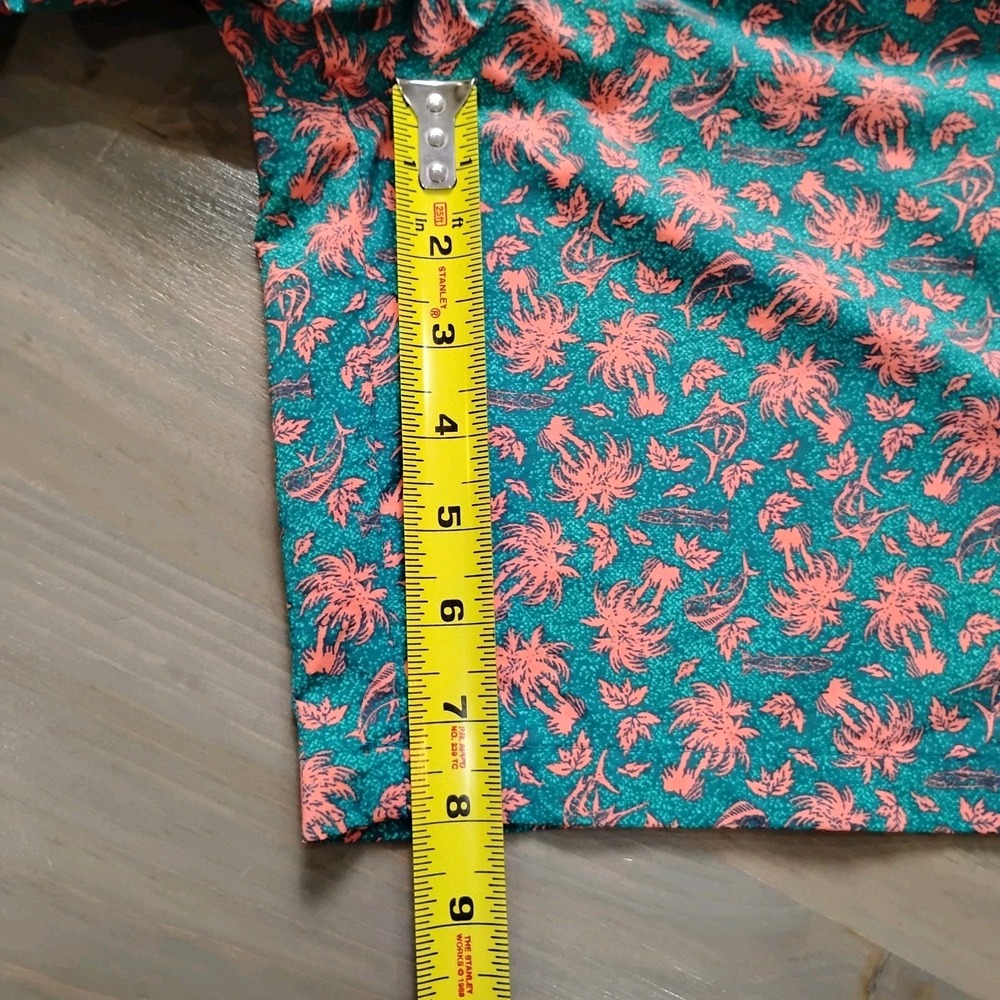 Columbia PFG Swim Trunks Mens XL Green Pink Palms AOP Elastic Waist Lined Tie 8" - Picture 8 of 10